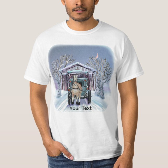 Camiseta Amish Winter Covered Bridge  (Frente)