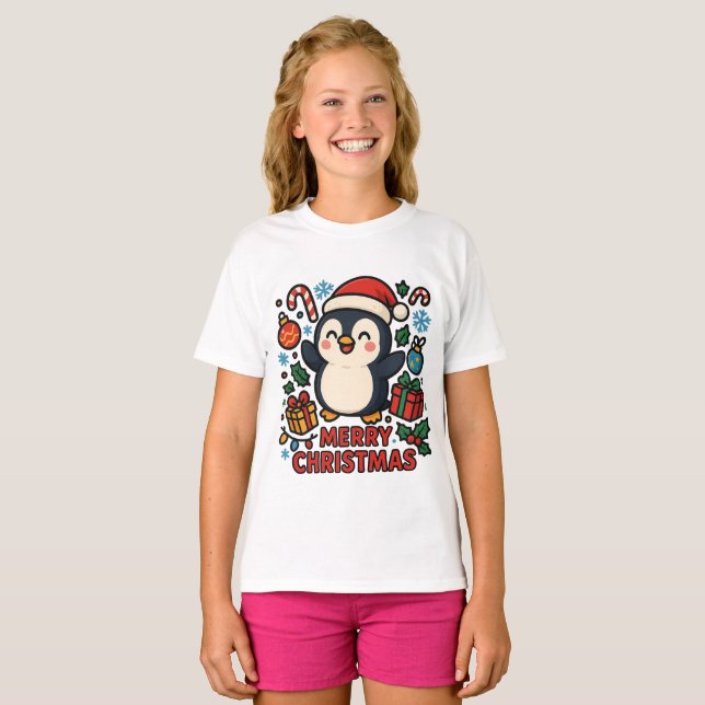 Camiseta AMITA | Merry Christmas Penguin (Frente Completa)