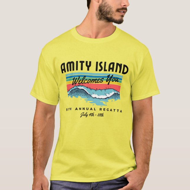 Camiseta Amity Island te dá as boas-vindas - Tubo de Filme  (Frente)