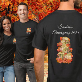 Camiseta Amizade de Ação de Graças Aquarela Pumpkins