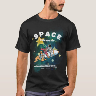 Camiseta Amizade espacial: Astronauta e Alienígena em um Fo