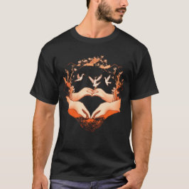Camiseta Amizade Mão Três Pássaros Projetando Estilo Único