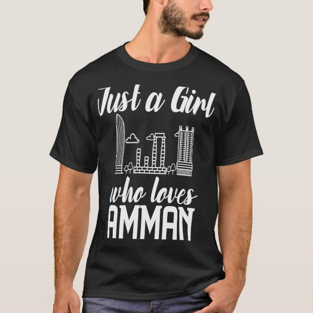 Camiseta Amman Jordan City Skyline Map Viagem 1 (Frente)