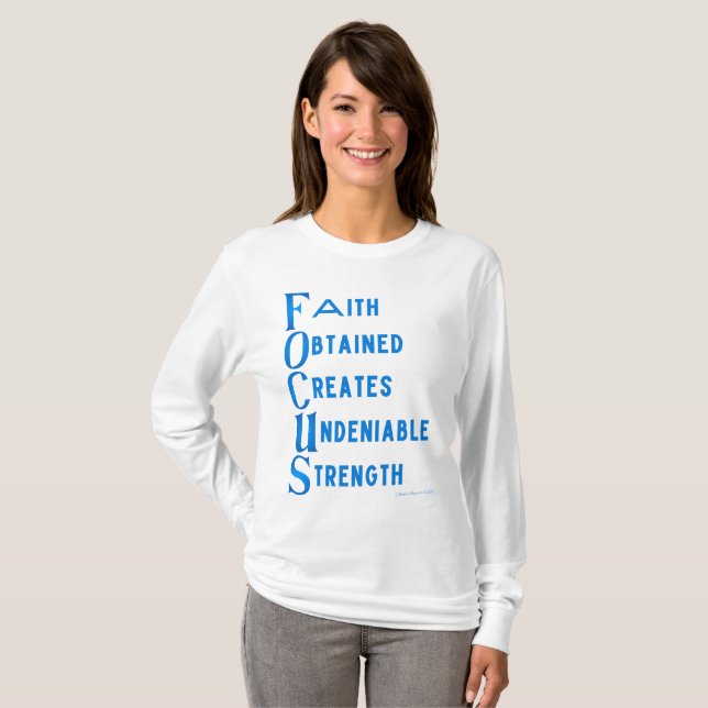 Camiseta AMMO Roupa USA Foco Acrônimo de Leve Longa da Mulh (Frente Completa)