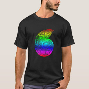 Camiseta Ammonite Fóssil Arco-Íris Colorido