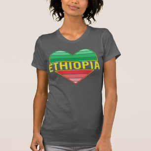 Camiseta Amo a Etiópia, Coração Etíope