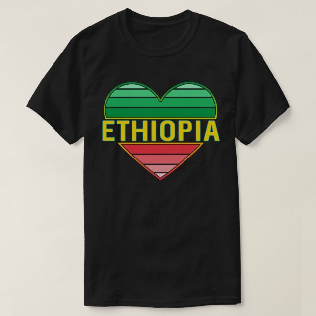 Camiseta Amo a Etiópia, Coração Etíope (Frente do Design)