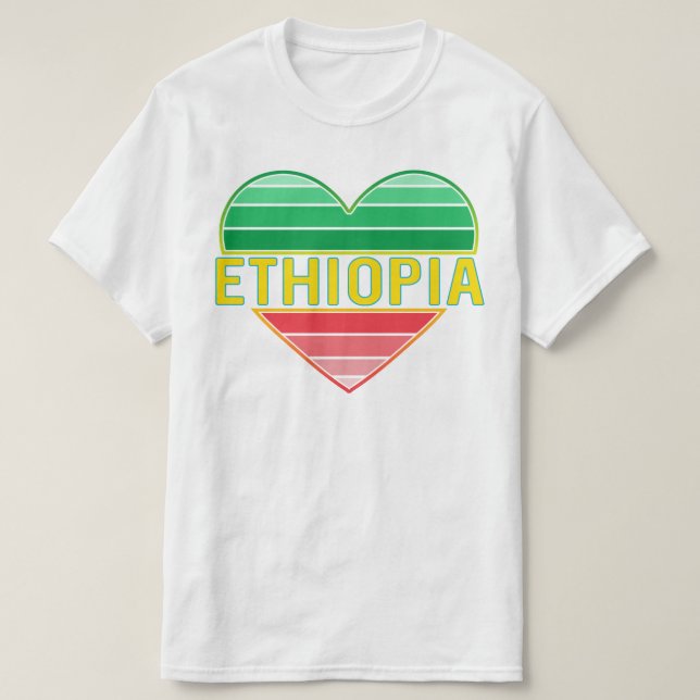 Camiseta Amo a Etiópia, Coração Etíope (Frente do Design)