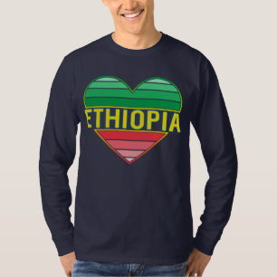 Camiseta Amo a Etiópia, Coração Etíope