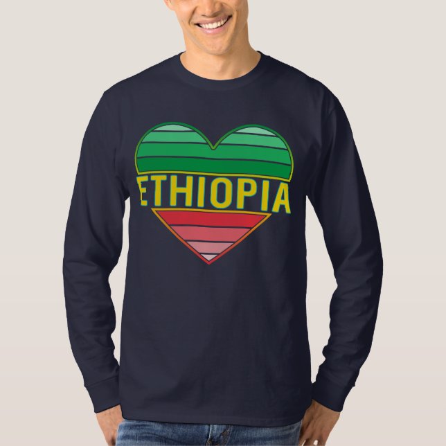 Camiseta Amo a Etiópia, Coração Etíope (Frente)