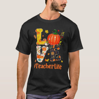Camiseta Amo Abóbora Professor Vida Dia de Ação de Graças