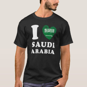 Camiseta Amo Arábia Saudita Sinalizador do Coração
