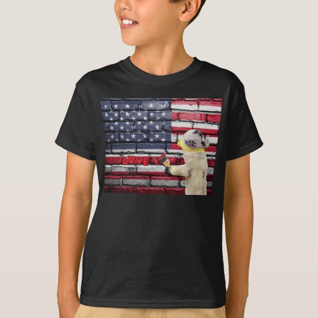 Camiseta Amo arte de parede com grafite dos EUA.  (Frente)
