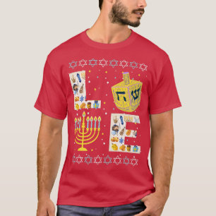 Camiseta Amo as Decorações de Chanucá Bonito Dreidel Menora