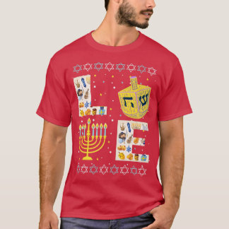 Camiseta Amo as Decorações de Chanucá Bonito Dreidel Menora