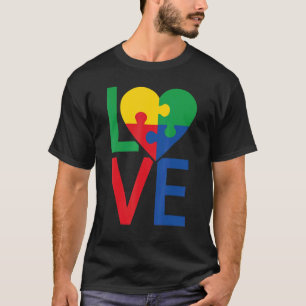 Camiseta Amo Autismo Peça de Puzzle Para Crianças, Mãe e Pa