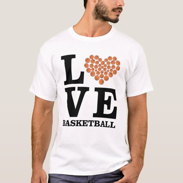Camiseta Amo Basquete - Coração por Bolas (Frente)
