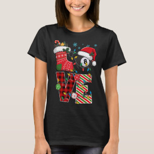 Camiseta Amo Bilhar Natal Chapéu de Papai Noel Bilhar Pla