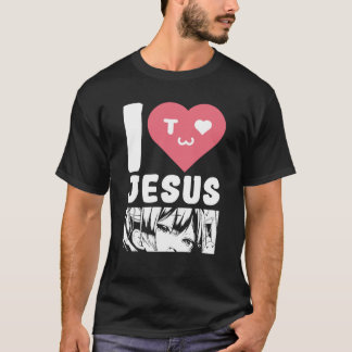 Camiseta Amo Cartoon Japonês de Jesus Anime