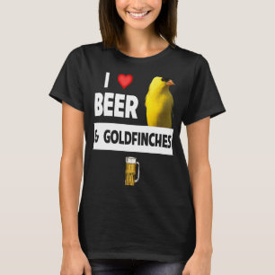 Camiseta Amo Cerveja e Pássaro Goldfinches assistindo acamp