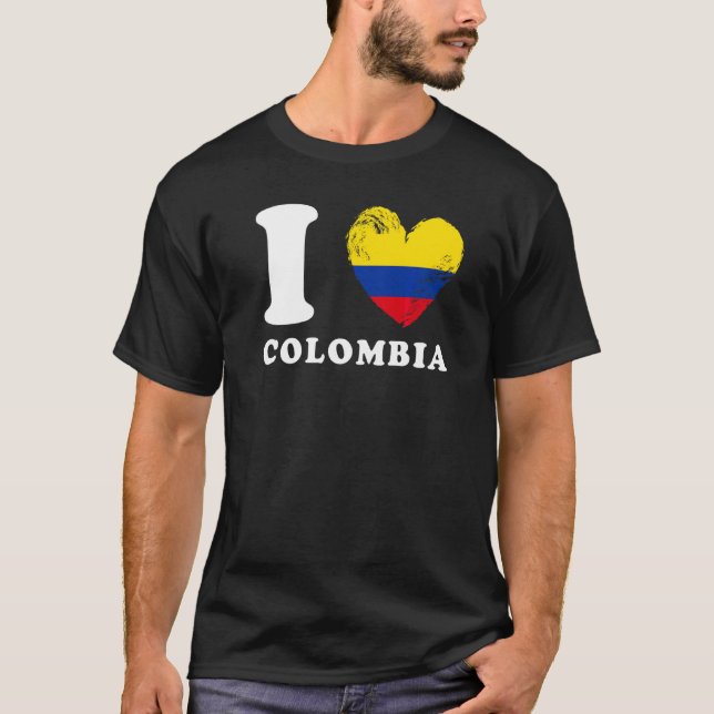 Camiseta Amo Colômbia Heart Flag Colombia (Frente)