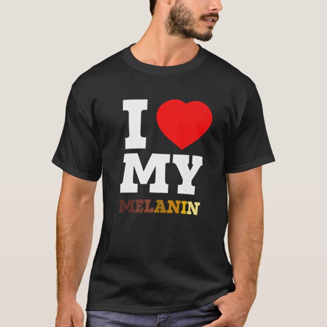 Camiseta Amo (Coração) Minha História Negra Melanina Mês De (Frente)
