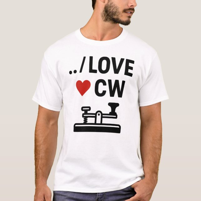 Camiseta Amo CW - Entusiasta do rádio do Morse Code Ham (Frente)