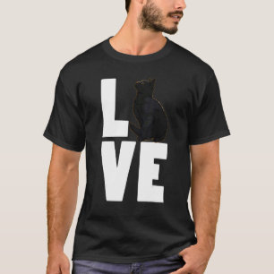 Camiseta Amo Gato Preto Pet Homens Gato Escuro 2