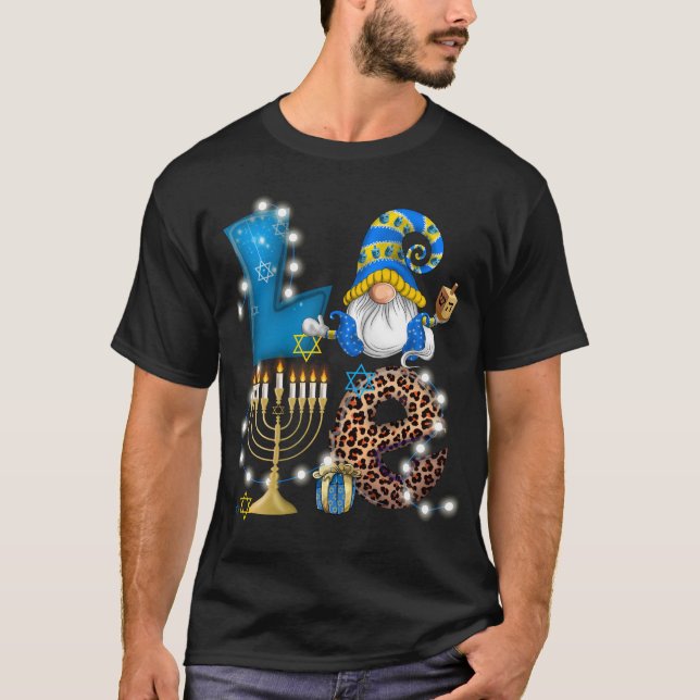 Camiseta Amo Gnome Hanukkah Decorações Chanukah (Frente)