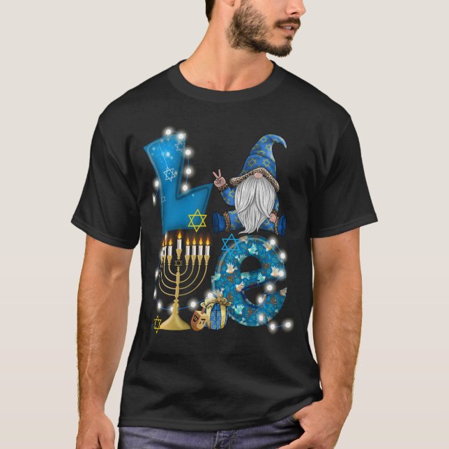 Camiseta Amo Gnome Hanukkah Decorações Chanukah (Frente)
