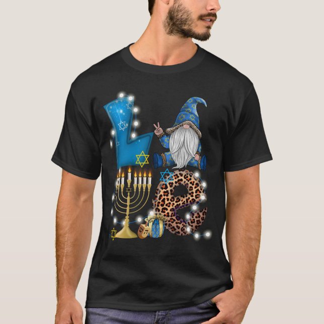 Camiseta Amo Gnome Hanukkah Decorações Chanukah (Frente)