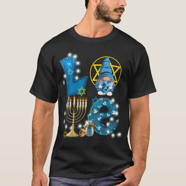 Camiseta Amo Gnome Hanukkah Decorações Chanukah (Frente)