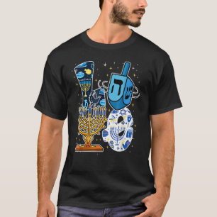 Camiseta Amo Hanukkah Decorações Dreidel Menorah Chanukah