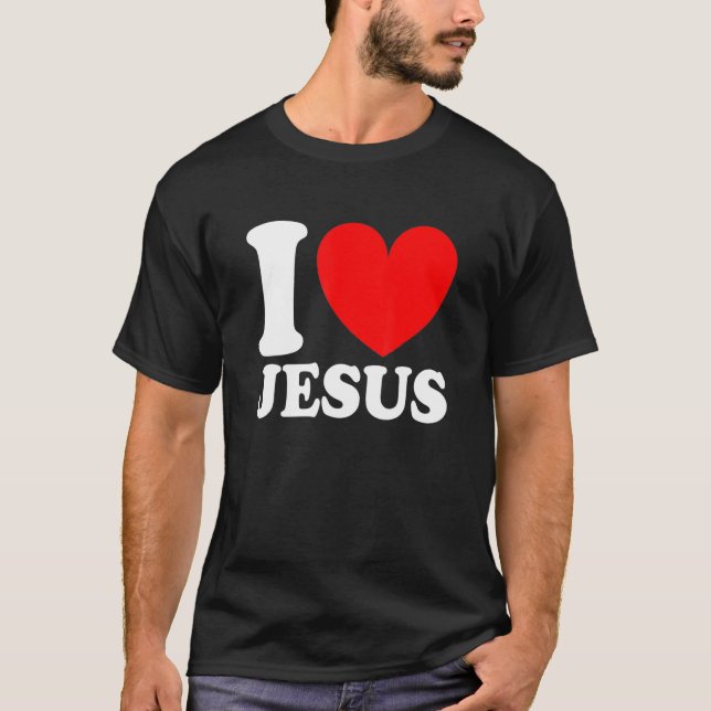 Camiseta Amo Jesus, Coração Vermelho, Jesus, Cristão (Frente)