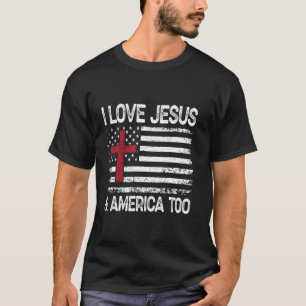 Camiseta Amo Jesus e América Demais Mulheres Homens EUA 1