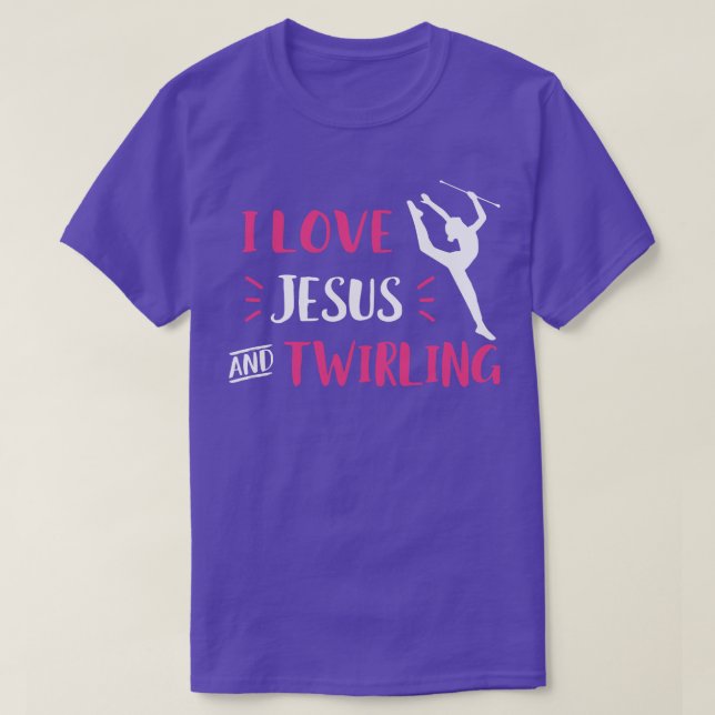 Camiseta Amo Jesus e Gritando Baton Gritando Majorette (Frente do Design)