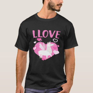 Camiseta Amo Llamita Unicórnio Coração Mãe Mulheres