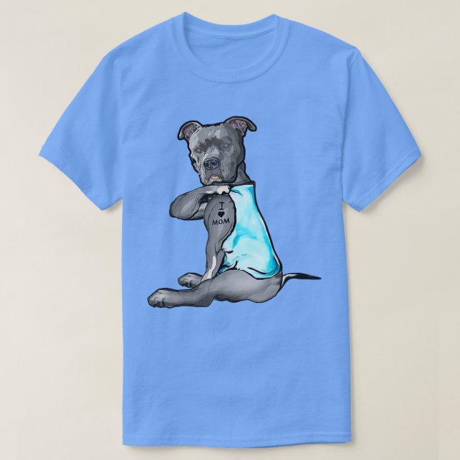 Camiseta Amo mamãe Tatto Pitbull Cachorro Aluguel Mulheres  (Frente do Design)