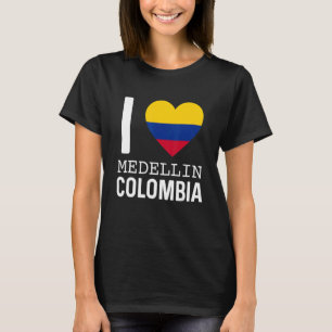 Camiseta Amo Medellín Colômbia Mapa de Sinalizador do Orgul