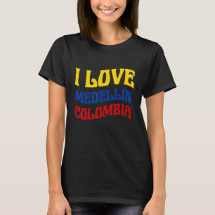Camiseta Amo Medellín Colômbia Mapa de Sinalizador do Orgul
