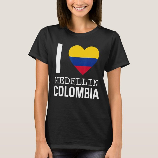 Camiseta Amo Medellín Colômbia Mapa de Sinalizador do Orgul (Frente)