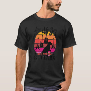Camiseta Amo Meu Cachorro E Vários Violões Cachorro Fofo E