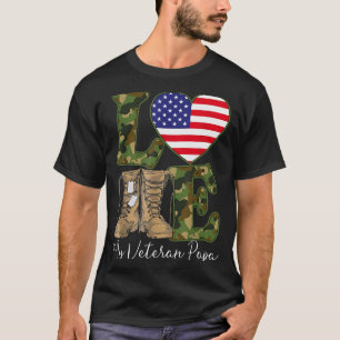 Camiseta Amo Meu Veterano Papai Orgulhoso Avô Militar Bande