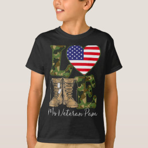 Camiseta Amo Meu Veterano Papai Orgulhoso Avô Militar Bande