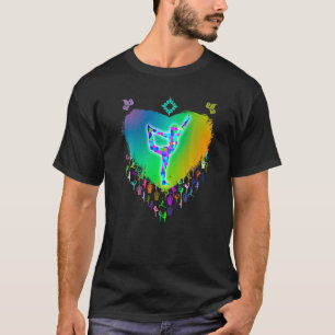 Camiseta Amo Meu Yoga Padrão de Vidro Colorido Arco-íris