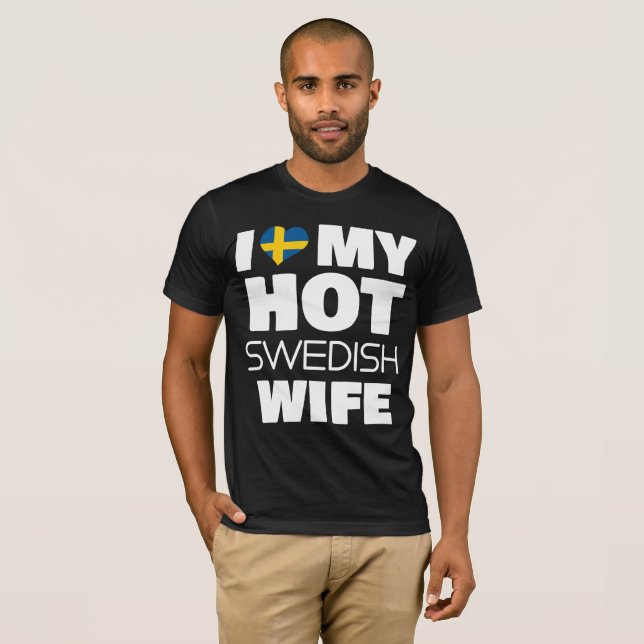 Camiseta Amo Minha Mulher Sueca Quente Casada Fumando Sueco (Frente Completa)