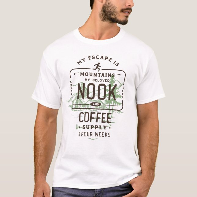 Camiseta Amo Montanhas Café Nook EReader (Frente)