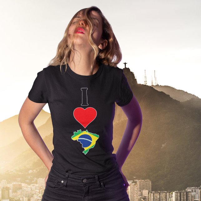 Camiseta Amo o Brasil Vertical Eu Corto Mapa da Bandeira Br (Criador carregado)