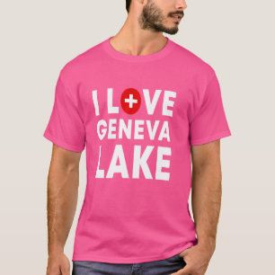 Camiseta Amo o lago Genebra - Suisse atrai bandeira suíça