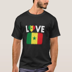 Camiseta Amo o Senegal Com a Bandeira Senegalesa Envelhecid